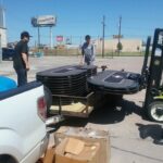 Poker tables being loaded.