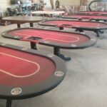 Poker tables in line.