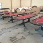 Poker tables lined up.
