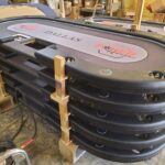 Poker tables on skid ready to ship.