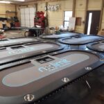 Poker tables ready at shop.